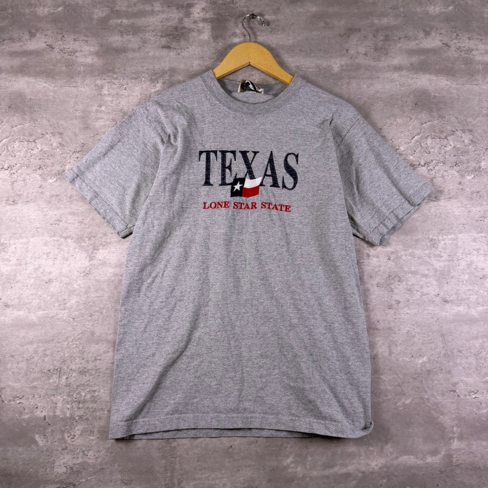 Vintage Square Sportswear Texas Lone Star State T-Shirt Gray Mens Medium USA